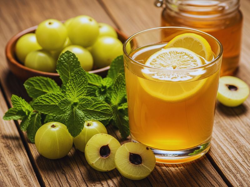 Amla juice for acidity relief and balanced stomach pH.